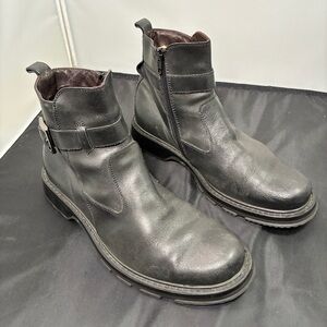 Brass Boot Mens Leather Black Boots Size 9 EU 42 Made In Italy
